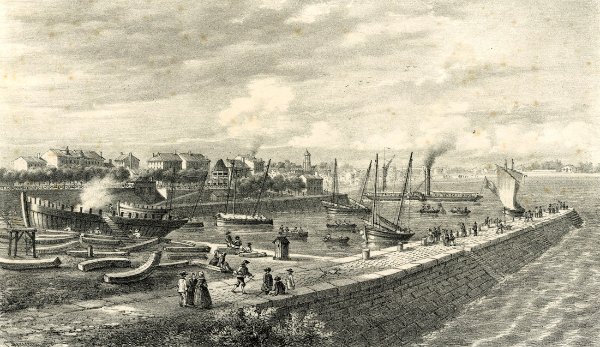 Le port au milieu du XIX{i}e{i} siècle. / Charles Mercereau - Coll. M. Sicard