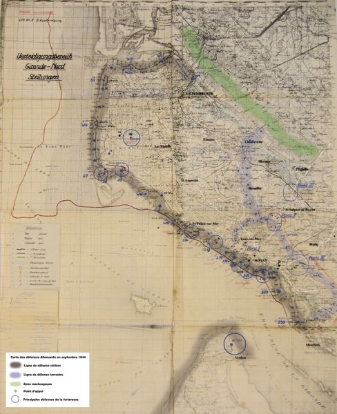 Carte des défenses allemandes en septembre 1944. / Coll. E. Renoux