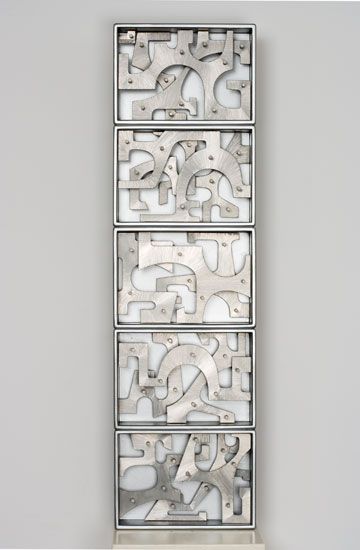 Jean-Pierre Roux, Boîtes à rêves, aluminium et bois peint / Visuel : D.R.
