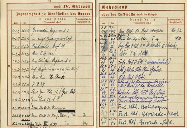 Le livret militaire du colonel Pohlman avec son affectation à Royan. / Coll. E. Renoux