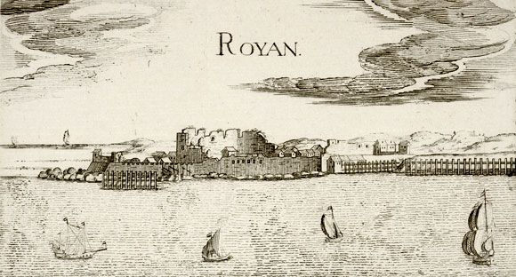 Vue du château en ruines, vers 1636. / Dessinateur : Tassin, Coll. Bernard Mounier.
