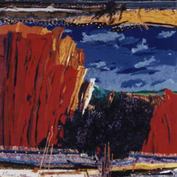 Robert Falaises Rouges 2003 (Collage tissus)