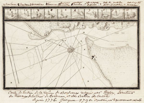 Carte de l'entrée de la Gironde, Joseph Teulère, 1790. / Archives Municipales, Bordeaux