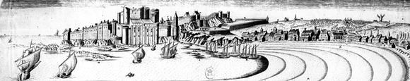 Vue de Royan avec le château de Mons selon Chastillon en 1605. / Coll. Jacques Daniel