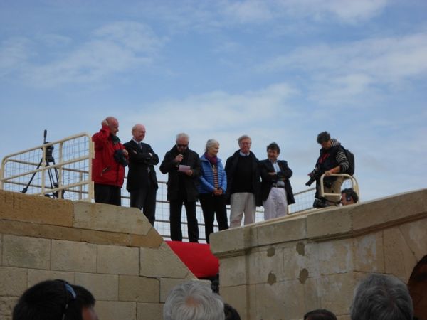 D. Bussereau (prsdt CG17), P. Stefanini (préfet Aquitaine), Ph. Madrelle (prsdt CG33), A-M. Cocula (vice-prsdte région Aquitaine), D. Quentin (député-maire de Royan) et Ph. Plisson (député de Gironde). / Cl. mabr