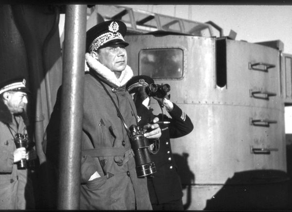 L'amiral Rue sur le cuirassé {i}Lorraine{i}. / Coll. privée DR