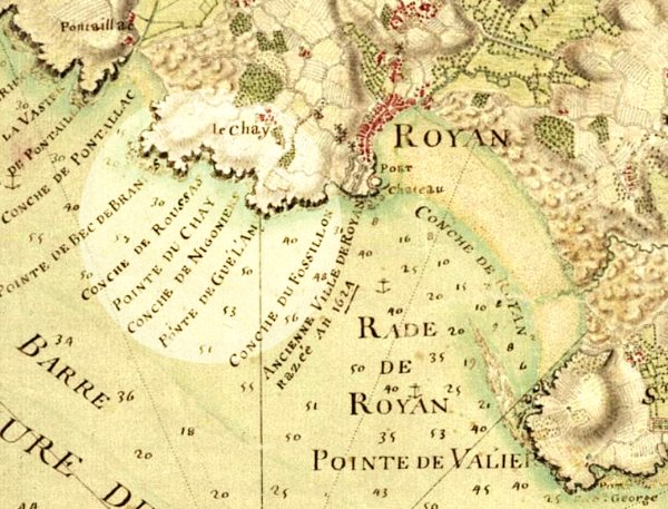 La côte de Royan sur une carte de la région par Claude Masse en 1708. / Visuel : D.R.