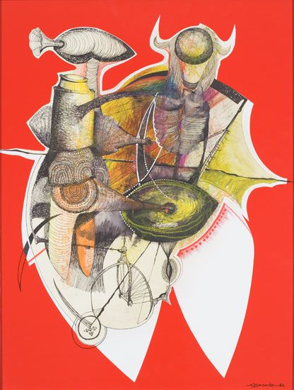 Nadu Marsaudon, Sans titre, encre, crayons de couleur, découpage / Visuel : D.R.