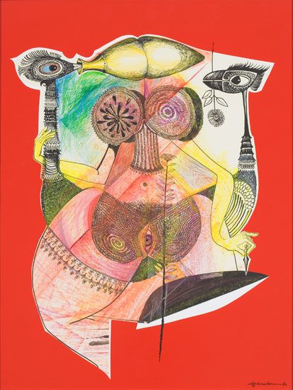 Nadu Marsaudon, Sans titre, encre, crayons de couleur, découpage / Visuel : D.R.