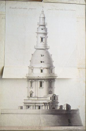 Projets de surhaussement du phare, Jallier, 1786. / Archives Nationales, Paris
