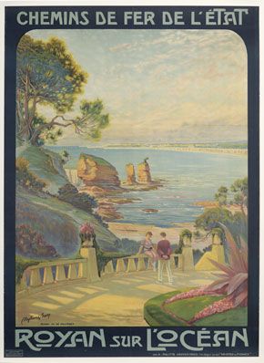 Royan sur l'océan, Chemins de fer de l'État, par Stéphane Brecq, vers 1910, 105 x 75 cm / Visuel : D.R.