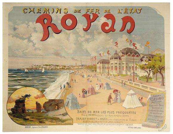 Bains de mer les plus fréquentés, Chemins de fer de l'État, par Léo Maxy, 1896, 98 x 128 cm, Imp. Victor Billaud, Royan / Visuel : D.R.