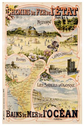 Royan, plages et bains de mer de l'océan, Chemins de fer de l'État, par A. Navette, vers 1900, 120 x 80 cm, Imp. Malherbe, Paris / Visuel : D.R.