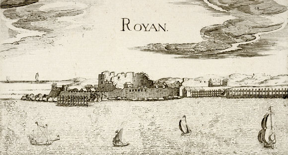 Vue du château de Royan en ruines