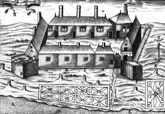L'habitation de Port-Royal, d'après un dessin de Samuel de Champlain.