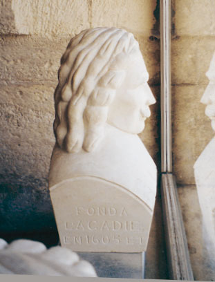 Buste de Pierre Dugua de Mons sculpté par J. Bouyer, de Pons. Syndicat d'Initiative de Brouage.