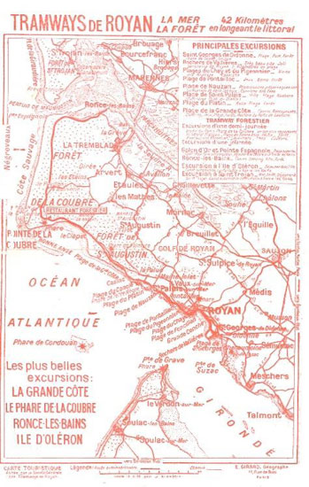 Plan du trajet en 1936. coll. docbarthou.