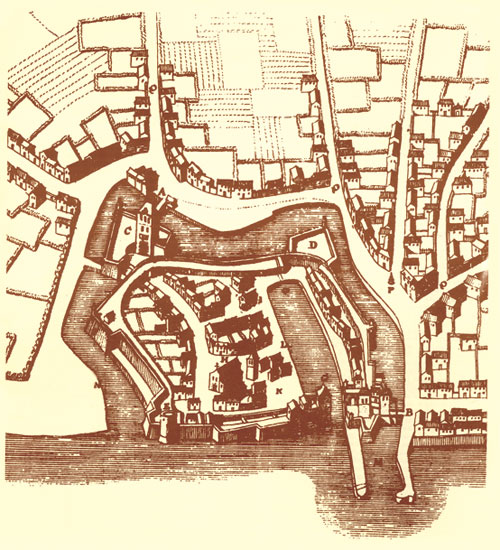Plan de Honfleur de Jacques Gomboust (1657). Musée de la Marine à Honfleur.
