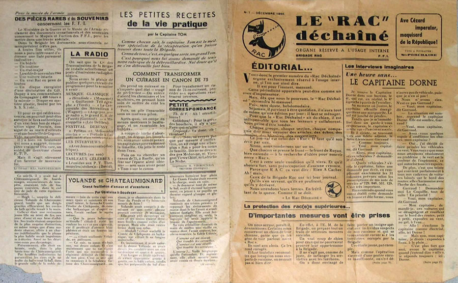 Le numéro 1 du journal de la brigade RAC daté de décembre 1944.
