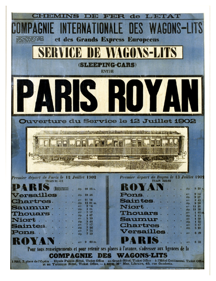 Compagnie de wagons-lits. Paris-Royan. Ouverture du service. 12 Juillet 1902