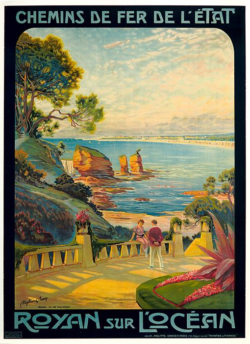 Affiche représentant un couple dans le parc, dos à la mer-1910