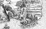 Combat avec les sauvages, gravure extraite des Voyages du sieur de Champlain, 1620