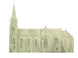 Avant-projet (élévation) pour Notre-Dame des Anges, E. Rullier, mine de plomb sur papier calque, vers 1885