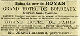 Publicité: Hôtel de bordeaux et Hôtel de Paris.