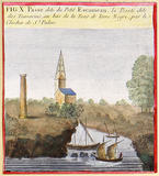 Gravure de Teulère, 1776. On voit la colonne de Terre-Nègre et le clocher de l'église de Saint-Palais, marquant l'entrée du port. Ensablé, ce port cessa de figurer sur les cartes à partir de 1777. Collection Musée de Royan.
