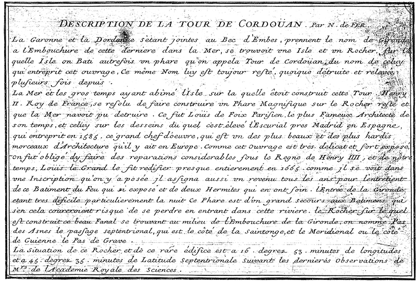 2/2 Description de la Tour de Cordouan par N. de Fer