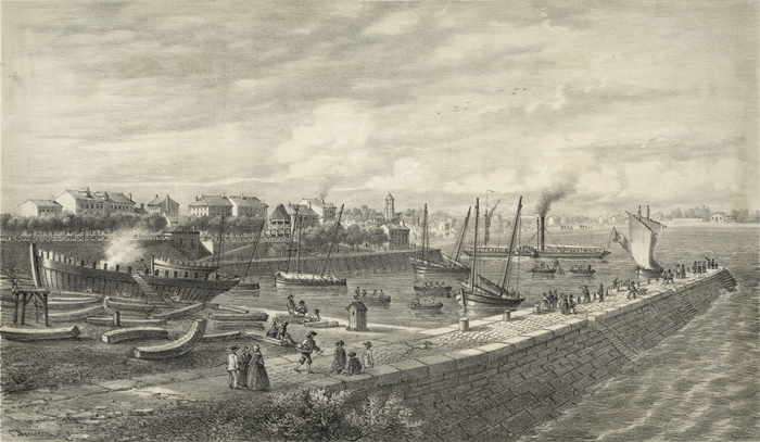 Vue du port de Royan (détail). Ch. Mercereau, vers 1860.